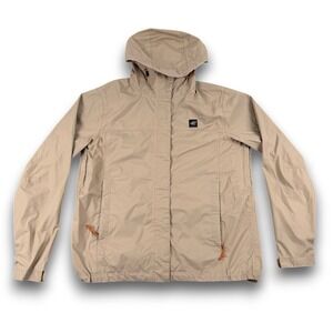 Dutch Bros Windbreaker Jacket Mens L Tan Ripstop Hooded Full Zip Storm Flap